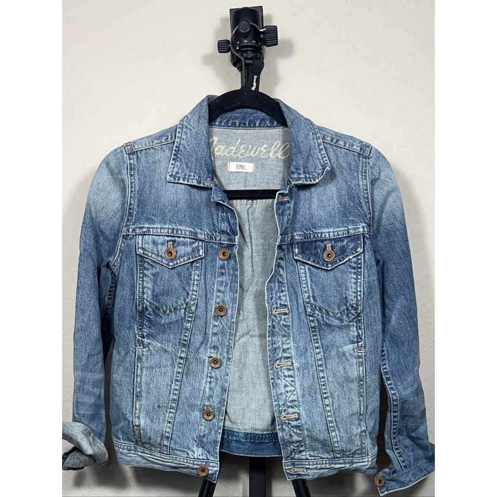 Madewell Denim Jean Jacket Women XS Washed Blue Button Front Regular Fit